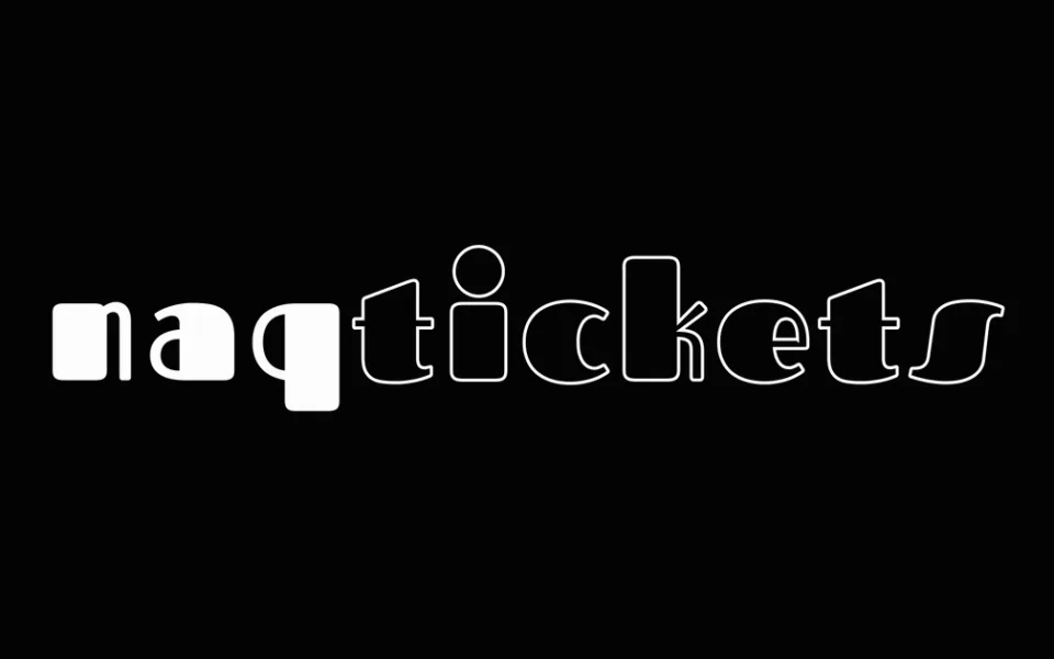 Logo do Naq Tickets em branco sobre fundo preto
